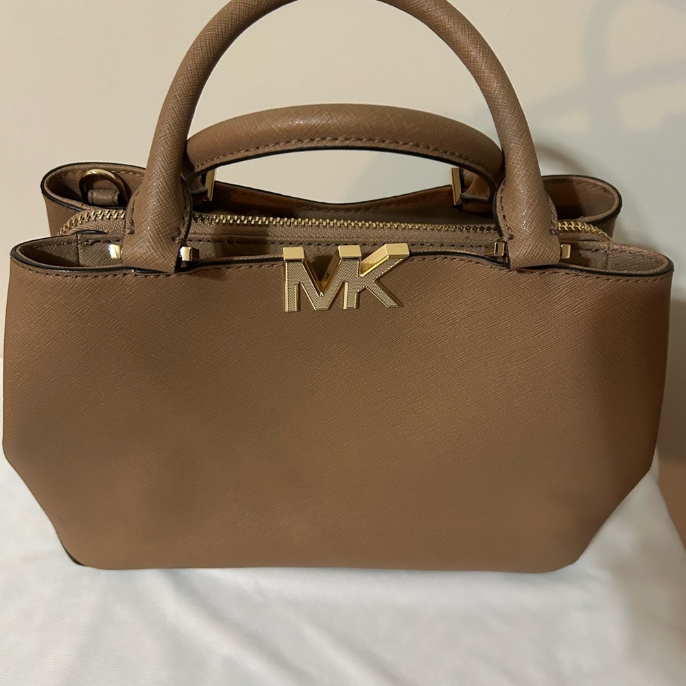Michael Kors Brown Satchel with Gold Accents